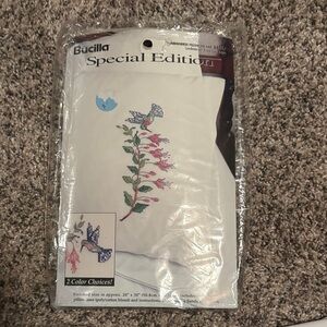 Bucilla Special Edition Floral Embroidery pillowcase kit with Birds